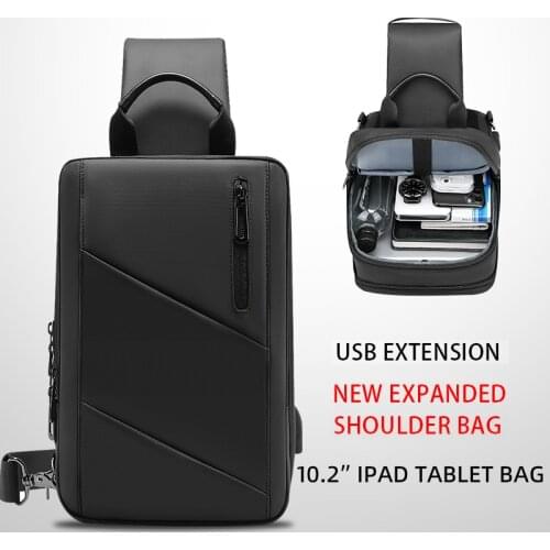 EURCOOL Male SIngle Shoulder Bag Multifunction Crossbody Bags Men USB Charging Chest Pack Messengers Chest Bag Outdoor Bag 2003