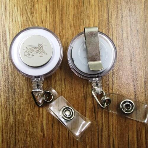 Tabby ID Badge Reel gift for him/her friend family retractable recoil id badge holder work fun