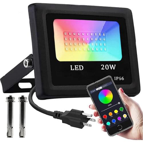 24W APP Control Bluetooth cast-light RGB Flood light Intelligent LED Floodlight Outdoor Waterproof Flood Lights courtyard lamp