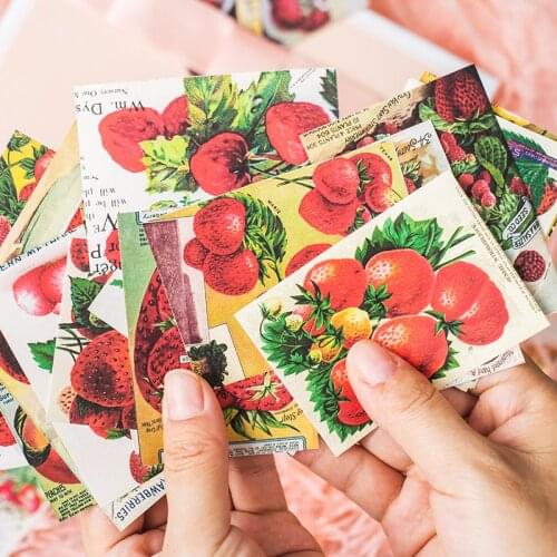 Vintage junk journal Material Package Strawberry Card Stickers DIY Scrapbooking Album Diary Happy Planner Decoration Stickers