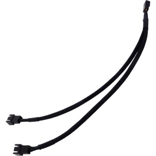 3 Pin CPU Y-Splitter Dual Power Sleeved Cable Computer Case Fan Tool Radiator Computer Office Supplies