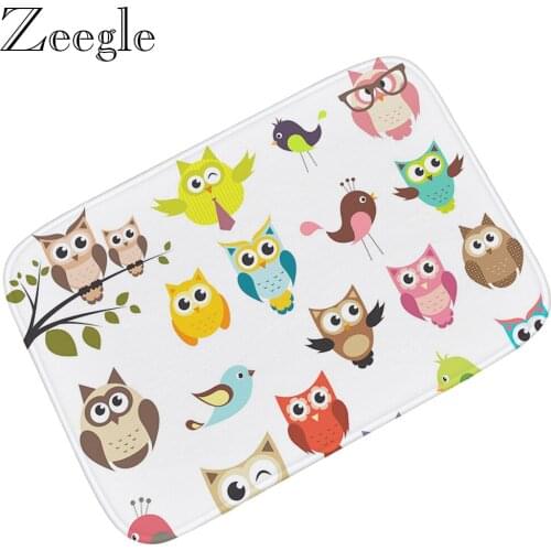 Zeegle Cartoon Printed Doormat Anti-slip Kitchen Mat Floor Flannel Welcome Mats for Front Door Doormat Outdoor