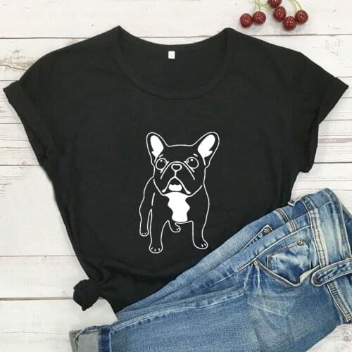 French Bulldog Printed Short Sleeve Cotton Tshirt Women Top O-neck Funny T Shirt Women Casual Camisa Feminina Tee