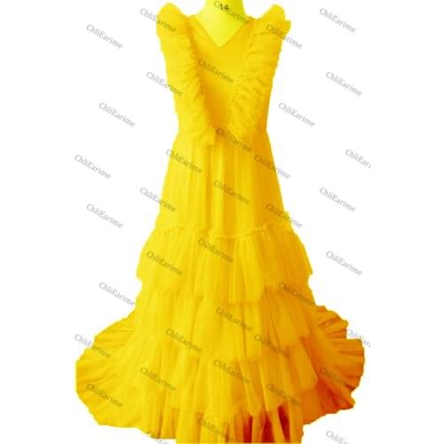 Ladies sexy fluffy tulle ruffled dress with a dressing gown, suitable for birthdays and pregnant women photos