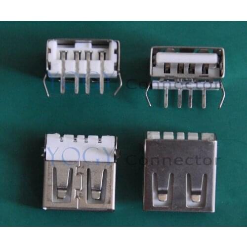 100pcs/lot) Female USB Connectors, 90 Degree 4pin, 13.5x13x5.6mm