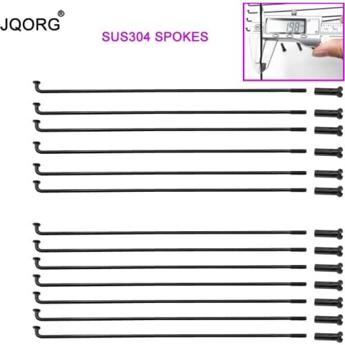 14 K 2.0 mm 304 Stainless Steel Material J-bend Road Bicycle Spokes Black Color Equal Diameter Cylinder Bike Spokes With Nipples