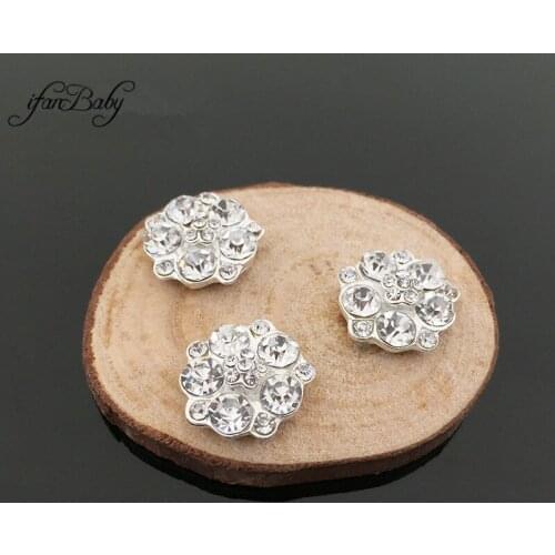 15MM Flat Back Clear Crystal metal Round Rhinestone Buttons For Hair/Garment DIY Accessories