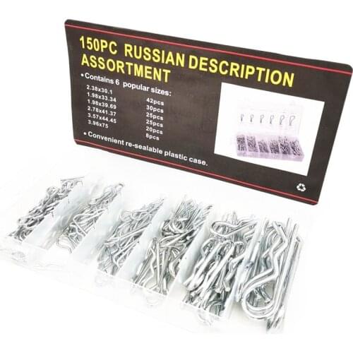 150Pcs/box Mechanical Hitch Hair R Cotter Pin Tractor Clip Assortment Kit