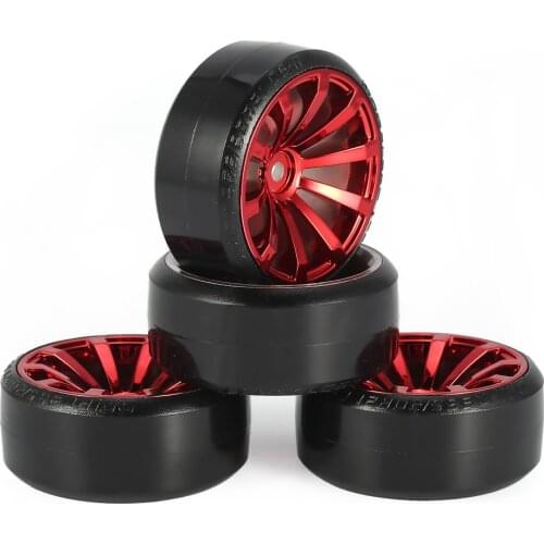 4Pcs 1/10 RC Drift Toy Car Tire Wheel Rim Hard Wheel Tyre for Traxxas HSP Tamiya HPI Kyosho On-road Drifting Car RC Vehicle Part
