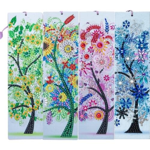 4pcs Diamond Painting Bookmarks Diamond Art Bookmark Cross Stitch Diamond Embroidery Kit Special Shaped Drill DIY Art Craft New