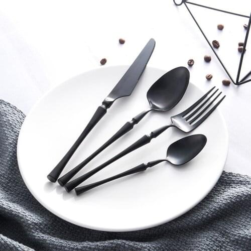 Stainless Steel Knife Spoon Steak Knife Matte Brushed Dinnerware Small Waist Tableware Set Upscale Hotel Western Style Fork 4pcs