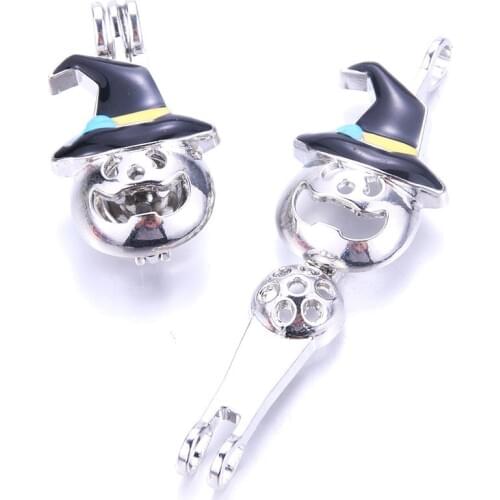 5pcs Halloween Pumpkin Pearl Cage Locket Pendant Jewelry Making Bead Cage Aroma Essential Oil Diffuser Box Oyster Pearl