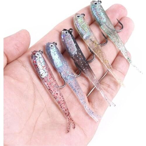 5pcs/lot Winter Fishing Sea Fishing Bionic Soft Bait 7cm 5g Artificial 3D eyes Shaker Swim Bait Fishing Tackle Bass Jig Lures
