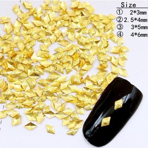 500Pcs/Lot Gold Silver Mini Scrub Rhombus Studs Rivet Metal Alloy Nail Art Decorations 3D Nail Sticker for Manicure