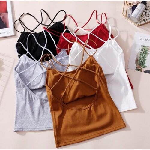 HELIAR Women Tops Women Sexy Bra Tank Tops Female Solid Cotton Tops Straps Underwear Lingerie Tops For Women Summer