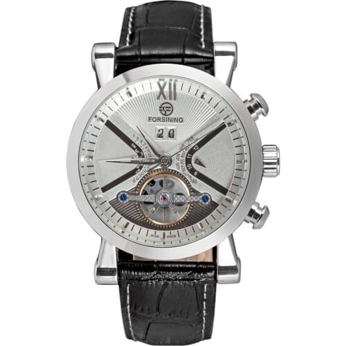 New FORSINING Calendar Dial Genuine Leather Strap Skeleton Automatic Watch Men Luxury Tourbillon Mechanical Watches Montre Homme