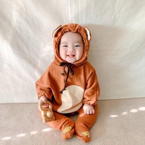 2021 Baby Clothes Cute Bear Hoodie Suit Match Banana Leggings Spring Baby Boys Bodysuit Toddler Girls One Piece