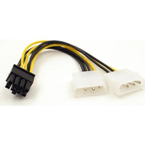 Dual Molex LP4 4 Pin to 8 Pin PCI-E Express Converter Adapter Power Cable Wire For Used On Many AMD And NVidia Video Car New