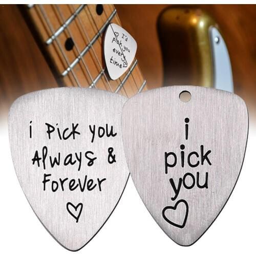 Engraved Ukulele Pick Musical Instrument Accessory Pick Forever Pick & Always I Steel Carved Titanium You Letter Guitar X2T9