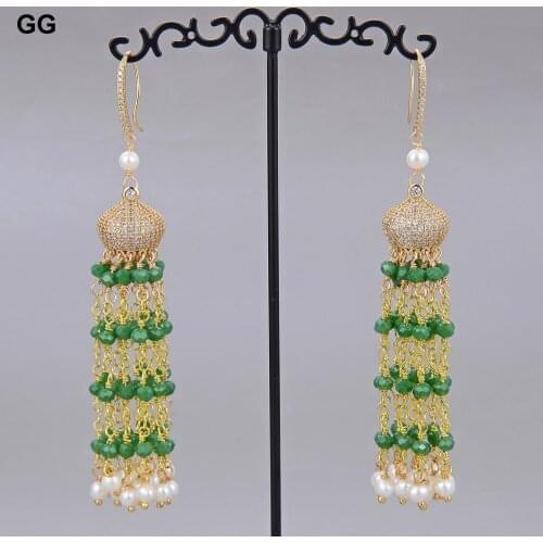 2.5" White Pearl Golden Macarsite Earrings