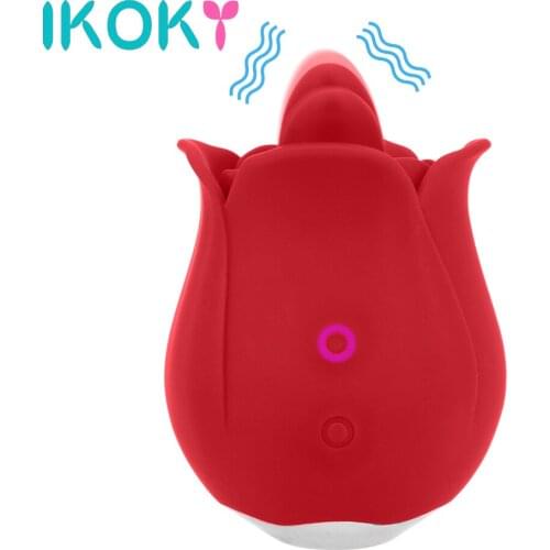 IKOKY Oral Sex Rose Tongue Licking Vibrator Clitoris Nipple Stimulator 9 Mode Adults Products Sex Toys for Women Sex Shop
