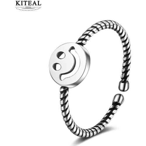 KITEAL New Arrival!! silver color size Resizeable Perfume women men\s ring Smiley face men ring jewelry