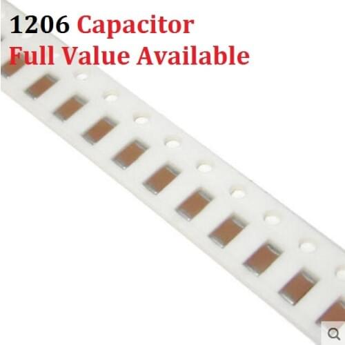 100PCS 1206 SMD capacitor 10P 22P 33P 47P 100P 220P 330P 470P 1NF 2.2NF 50V 102 222 K/M/Z 10/22/33/47/100/220/330/470/PF/UF kit