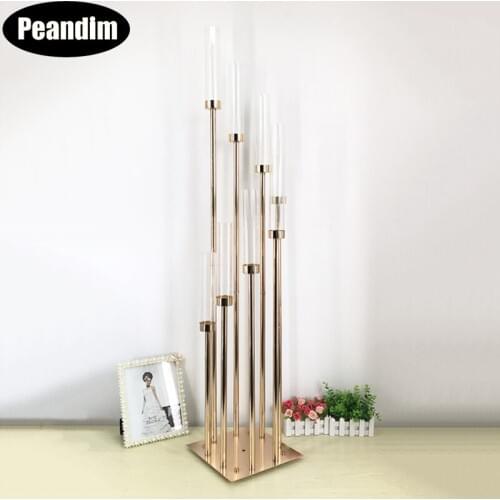 PEANDIM 8 Heads Metal Candelabrum Candle Holders Wedding Table Centerpiece Engagement Flower Stand Home Candelabra Decorations