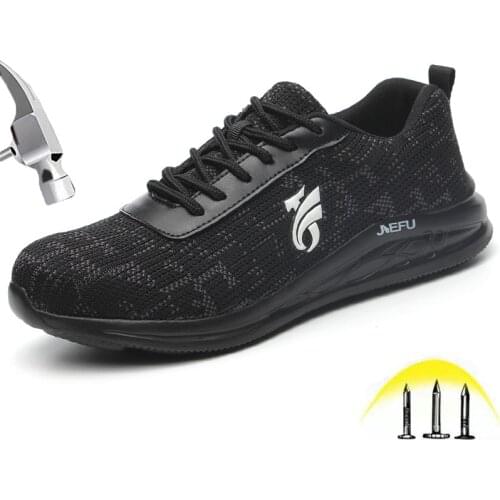 Summer Men Steel Toe Safety Shoes Breathable Lightweight Construction Work Shoes Waterproof Puncture Proof Indestructible Boots