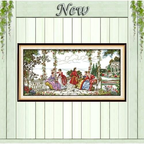 Aristocratic life scenery paintings counted printed on canvas DMC 11CT 14CT kits chinese Cross Stitch embroidery needlework Sets