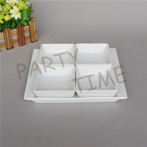 Ceramic square dish set with a ceramic platter, dessert dishes combination