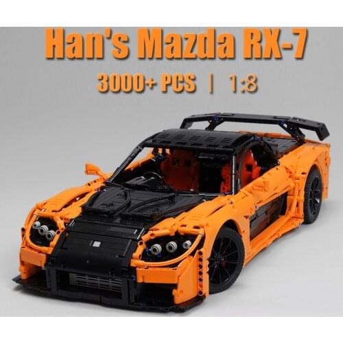 Building Block Technic Set MOC-Hans Mazda RX-7 VeilSide Fortune (1:8) Rotary Car Engine Assembled Puzzle Building Block Childre