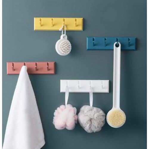 Hooks Wall Mounted Clothes Hanging Rack Key Plastic Coat Hook Rack For Entryway Bedroom Bathroom Home Decor