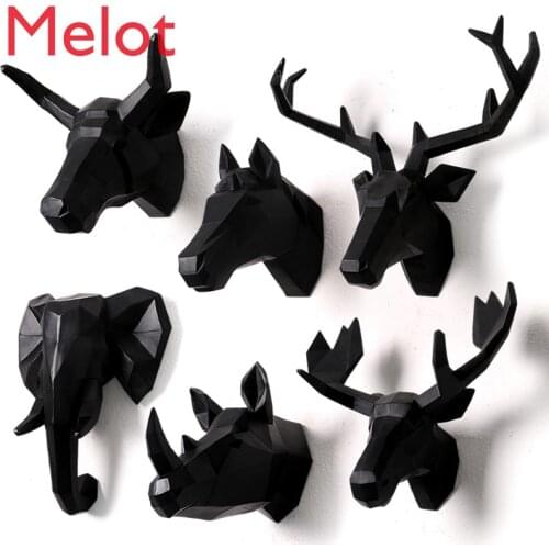 Wall mounted buck bust deer head trophy wall art plaque hunt sculpture-faux taxidermy modern hanging home decor ornamnent