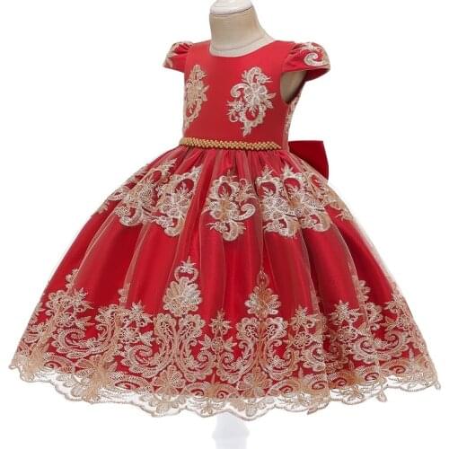 New Year Costume for Kids Girls Christmas Dress Removable Bowknot Girl Princess Dress Backless Elegant Frock Dresses for Girls