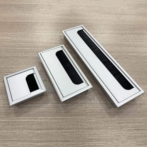 Office Hardware Matt Black Rectangle Wire Cable Grommet Aluminum Square Table Desk Grommet with Multiple Sizes Drop Ship