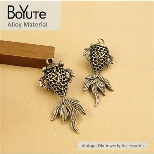 BoYuTe (20 Pieces /lot) 23*47*10MM Vintage Style Metal Fish Pendant Antique Bronze Plated Zinc Alloy Fish Jewelry Diy Handmade