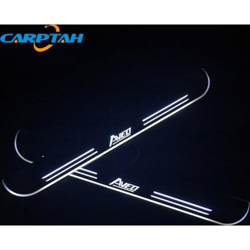 Carptah Moving LED Car Light Door Sill Scuff Plate Pathway Dynamic Streamer Welcome Lamp For Chevrolet Aveo 2015 - 2017 2018