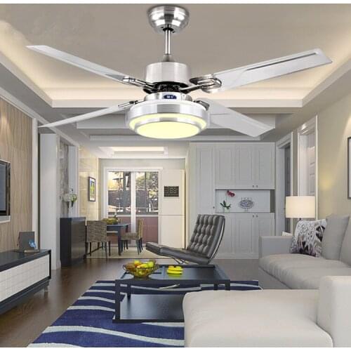 LED ceiling fan modern 42 inch fan dining room LED chandelier European antique living room fan with LED Lighting