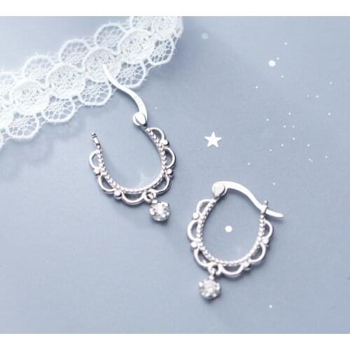 925 Sterling Silver Dainty Hollow Lace Shape Hoop Earrings Cute Ear Jewelry For Women Party Gifts Earring Wholesale S-E1157