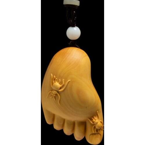 Boxwood 7 Cm Foot Sculpture Wood Carving Chinese Mascot Statue Small Spider Foot Pendant Car Hanging Home Decor