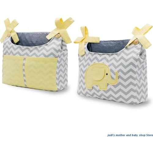 67JC 2 Pcs Baby Crib Storage Bag Lace-up Hanging Organizer Cot Care Essentials Pouch