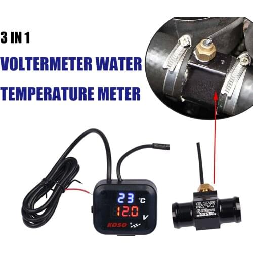 Motorcycle Universal Multifunctional KOSO Water Temperature Meter Voltmeter USB Charging three in one Waterproof Meter For Honda