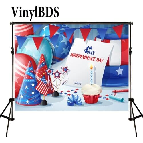 VinylBDS Newborn Photography Background American Flag Independence Day Backdrops Blue Balloom for Children Photography Shoot