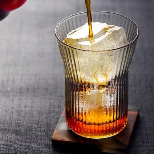 Japanese Vertical Stripes Transparent Glass Fruit Juice Water Cup Coffee Milk Jug Wine Cup Household Cup Handmade