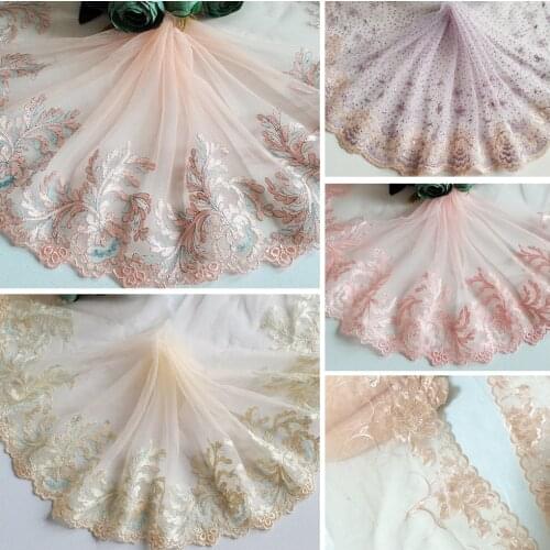 3 Yards 16--28cm Colorful Mesh Embroidery Lace Ribbon Dress Decoration Garment Material Needlework Sewing Accessories 149