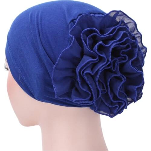 2020 New cotton hijab caps big flower turban bonnet for woman islamic wrap head Inner cap for hijabs trendy muslim headdress