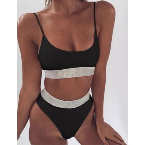 Women Swimming Suit Solid Black Wine White Bikini Set Two Piece Swimwear Beach Maillot De Bain Femme 2020 Biquini