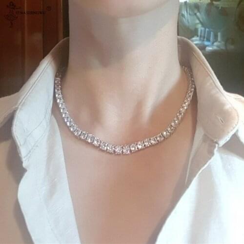 1 Row Shiny Tennis Chain Necklace Ice Out Necklace Jewelry Charm Necklace Mens Hip Hop Punk 3mm 4mm 5mm Fashion Necklace