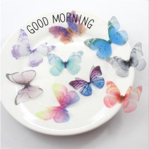 10pcs/lot New Animal 3D Simulation Yarn Butterfly Charms Pendant Connector For DIY Earrings Jewelry Making Finding Accessories